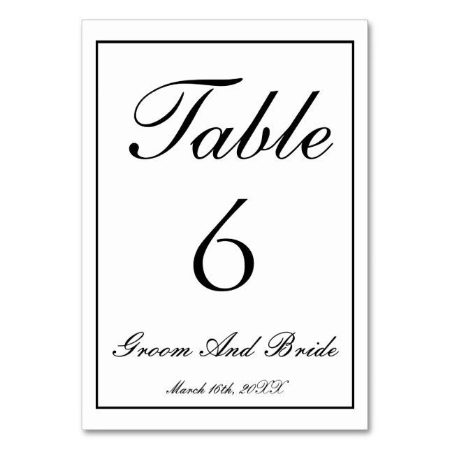 Numeração De Mesa Casamento Personalizado B&W (Frente)