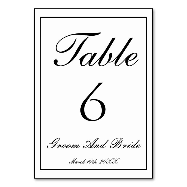 Numeração De Mesa Casamento Personalizado B&W (Frente)