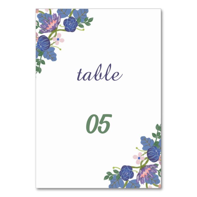 Numeração De Mesa Casamento Personalizado Da Flor Roxo Elegante (Frente)