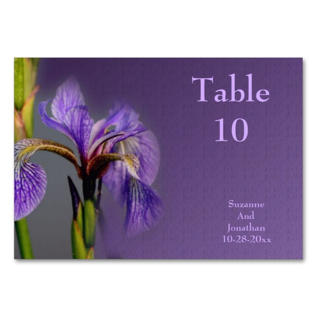 Numeração De Mesa Casamento Personalizado Da Flor Roxo Iris (Frente)