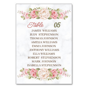 Numeração De Mesa Casamento Personalizado das Flores de Rosa Elegant