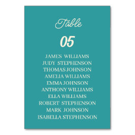 Numeração De Mesa Casamento Personalizado do Teal