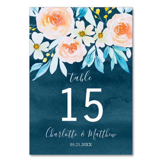 Numeração De Mesa Casamento Personalizado Floral Personalizado de Co (Frente)