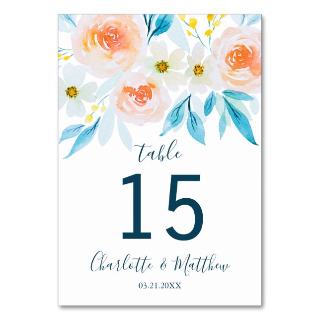 Numeração De Mesa Casamento Personalizado Floral Personalizado Moder (Frente)