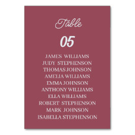 Numeração De Mesa Casamento Personalizado Maroon