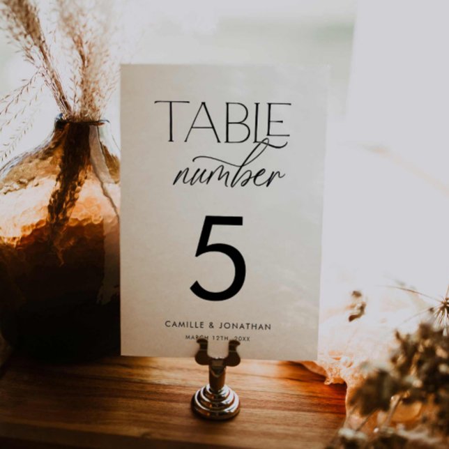 Numeração De Mesa Casamento Personalizado Mínimo Moderno (Modern Personalized Wedding Table Number)