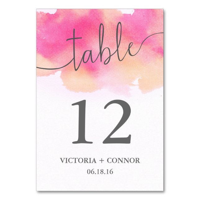Numeração De Mesa Casamento Pêssego Elegante De Aquarela Rosa (Verso)