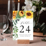 Numeração De Mesa Casamento por Aquarela Moderna de Girassol<br><div class="desc">Você está usando girassóis no seu buquê ou na decoração da sua peça central? Então você vai adorar esses cartões de casamento de girassol modernos! O cartão apresenta uma cascata de girassol com cor d'água à esquerda e um layout de fonte moderno com letras manuais. Estas são excelentes para casamentos,...</div>