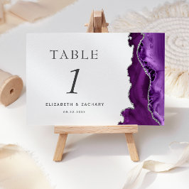 Numeração De Mesa Casamento Prata Ágata Roxa