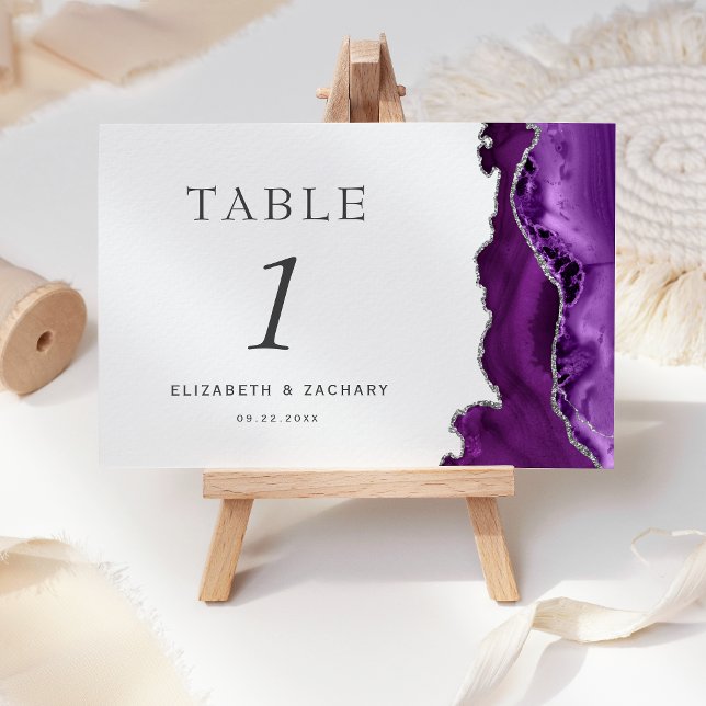 Numeração De Mesa Casamento Prata Ágata Roxa (Criador carregado)