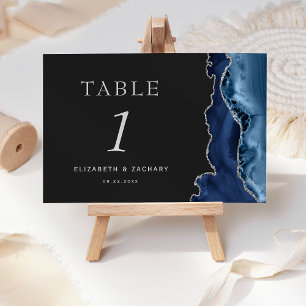 Numeração De Mesa Casamento Preto de Ardósia Prata Ágata Azul-Marinh