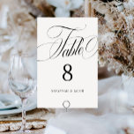 Numeração De Mesa Casamento Preto e Branco Elegante<br><div class="desc">O Elegante Script Black and White Wedding Table Number apresenta um script grande,  ousado e elegante.</div>