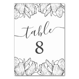 Numeração De Mesa Casamento Preto e Branco Mínimo Floral Moderno