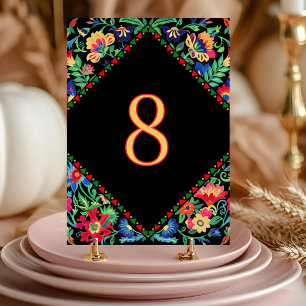 Numeração De Mesa Casamento preto floral de festa vibrante e colorid