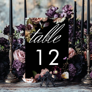 Numeração De Mesa Casamento Preto Floral Opulente de Pastel Moody Da
