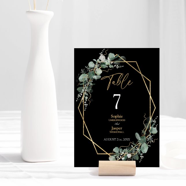 Numeração De Mesa Casamento Preto Simples com Frame Geométrico Doura (Criador carregado)