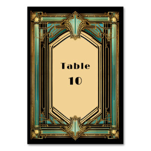 Numeração De Mesa Casamento Preto Turquesa Dourado Art Déco