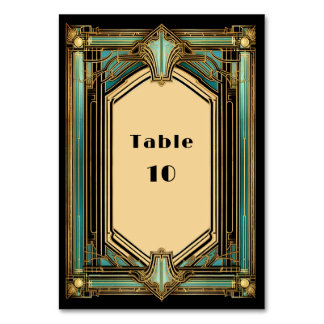 Numeração De Mesa Casamento Preto Turquesa Dourado Art Déco