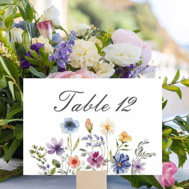 Numeração De Mesa Casamento Primavera com Flores Silvestres em Aquar (Criador carregado)