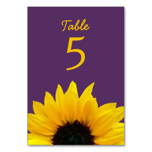 Numeração De Mesa Casamento Púrpura de Flor Amarelo de Girassol