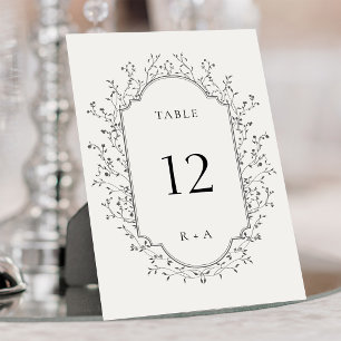 Numeração De Mesa Casamento Quadro Botânico Preto Elegante Vintage