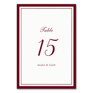 Numeração De Mesa Casamento Quadro Burgundy Vermelho Clássico Elegan
