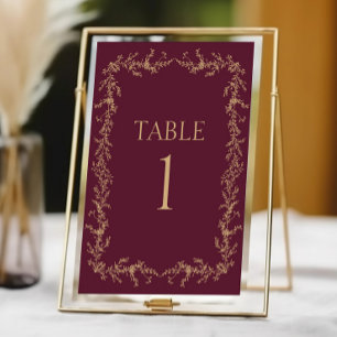 Numeração De Mesa Casamento Quadro Floral Toile Champagne Borgonha