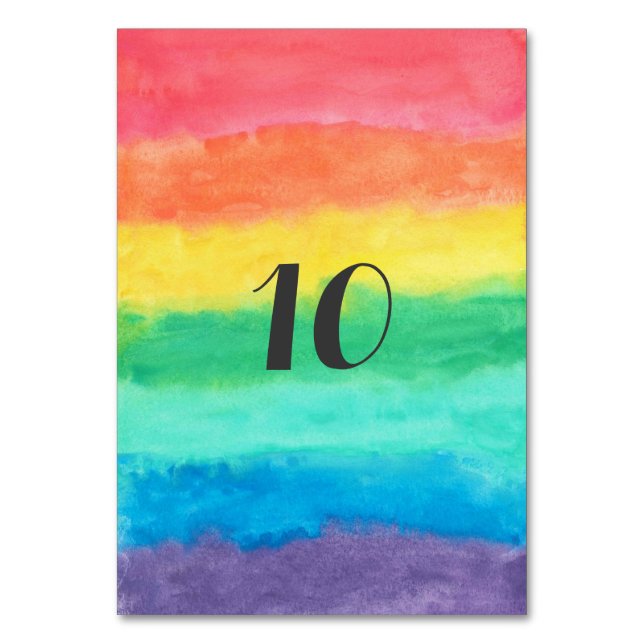 Numeração De Mesa Casamento Rainbow Watercolor (Frente)