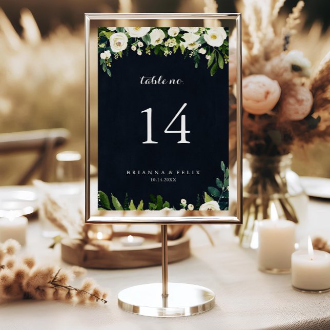 Numeração De Mesa Casamento Real Azul Verde Floral Branco (Criador carregado)