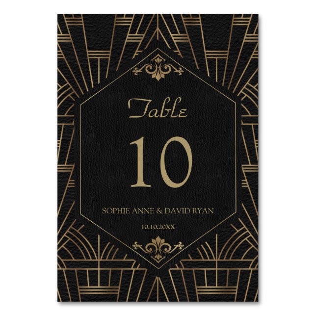 Numeração De Mesa Casamento Real do Excelente Negro Dourado Gatsby (Frente)