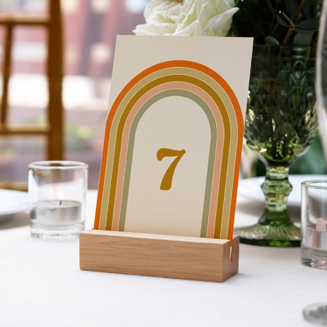 Numeração De Mesa Casamento Retro Rainbow Groovy (70s retro rainbow groovy wedding table number)