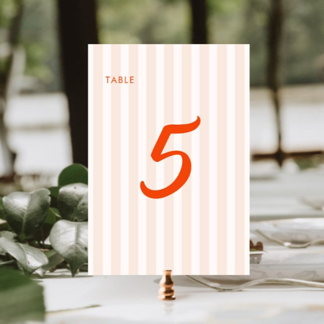 Numeração De Mesa Casamento Retro-Strike Peach e Tangerine (Criador carregado)