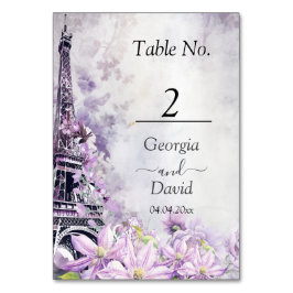 Numeração De Mesa Casamento Romance de Lavanda da Torre Eiffel