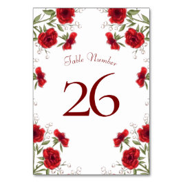 Numeração De Mesa Casamento Romântico com Rosa Vermelha