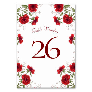 Numeração De Mesa Casamento Romântico com Rosa Vermelha