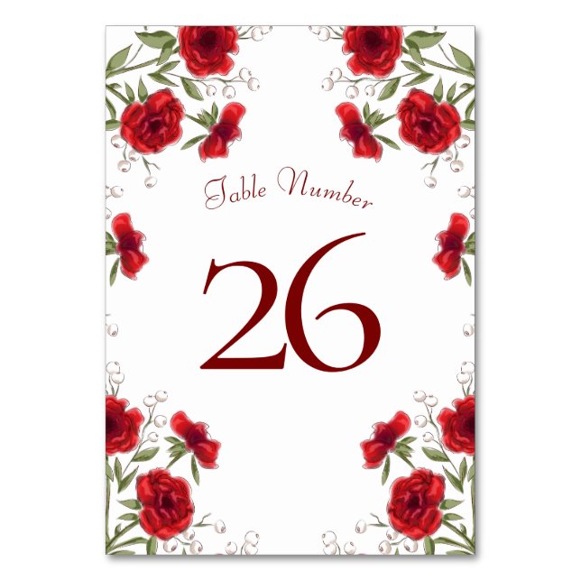 Numeração De Mesa Casamento Romântico com Rosa Vermelha (Verso)