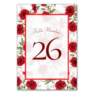 Numeração De Mesa Casamento Romântico com Rosa Vermelha