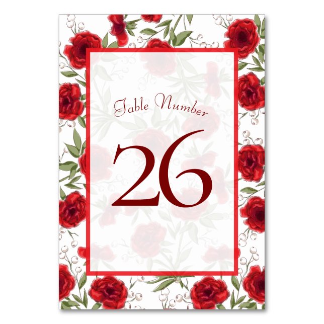 Numeração De Mesa Casamento Romântico com Rosa Vermelha (Verso)