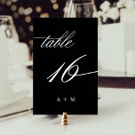 Numeração De Mesa Casamento Romântico da Caligrafia Número 16, Preto<br><div class="desc">Mesa 16. Verifique todos os números disponíveis. | Número da mesa de casamento romântica e elegante para caligrafia espiritual com monogramas. Para uma personalização mais avançada deste design,  clique no BOTÃO FERRAMENTA DESIGN AZUL acima!</div>