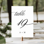 Numeração De Mesa Casamento Romântico da Caligrafia Número 19,<br><div class="desc">Mesa 19. Verifique todos os números disponíveis. | Número da mesa de casamento romântica e elegante para caligrafia espiritual com monogramas. Para uma personalização mais avançada deste design,  clique no BOTÃO FERRAMENTA DESIGN AZUL acima!</div>