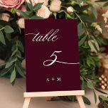 Numeração De Mesa Casamento Romântico da Caligrafia Número 5, Borgon<br><div class="desc">Mesa 5. Verifique todos os números disponíveis. | Número da mesa de casamento romântica e elegante,  caligrafia,  com iniciais. Para uma personalização mais avançada deste design,  clique no BOTÃO FERRAMENTA DESIGN AZUL acima!</div>