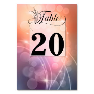 Numeração De Mesa Casamento Romântico de Bokeh Moderno com Cor Sunse