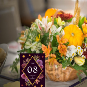 Numeração De Mesa Casamento Romântico de Dahlia de outono
