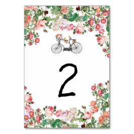 Numeração De Mesa Casamento Romântico de Flores de Bicicletas e Aves