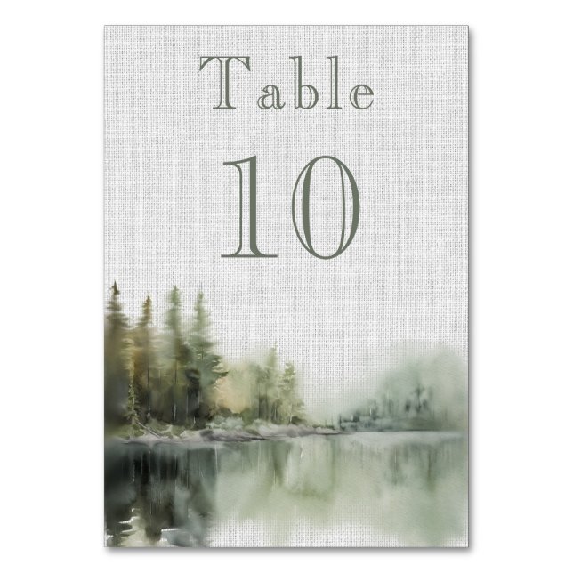 Numeração De Mesa Casamento romântico de florestas verdes (Frente)