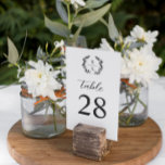 Numeração De Mesa Casamento Romântico de Laurel Monograma Elegante<br><div class="desc">Cartão de mesa de casamento monograma com uma combinação de um roteiro clássico de casamento e sorif elegante,  verde e fontes pretas em um fundo branco.</div>