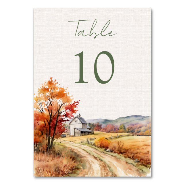 Numeração De Mesa Casamento romântico de quedas (Frente)