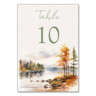 Numeração De Mesa Casamento romântico do lago de outono