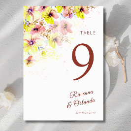 Numeração De Mesa Casamento Romântico Floral Amarelo Pastel Pansy Pê