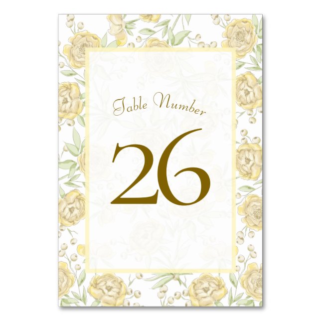 Numeração De Mesa Casamento Rosa Amarela (Verso)